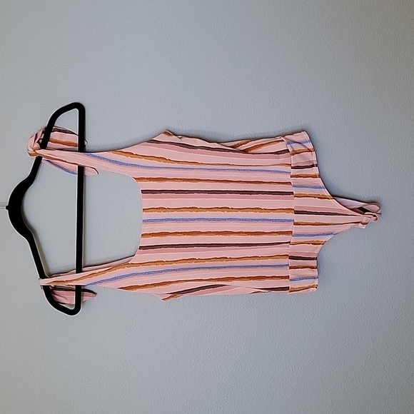 BCBGeneration Baddie Girly stripe tie shoulder bodysuit large - Picture 4 of 15